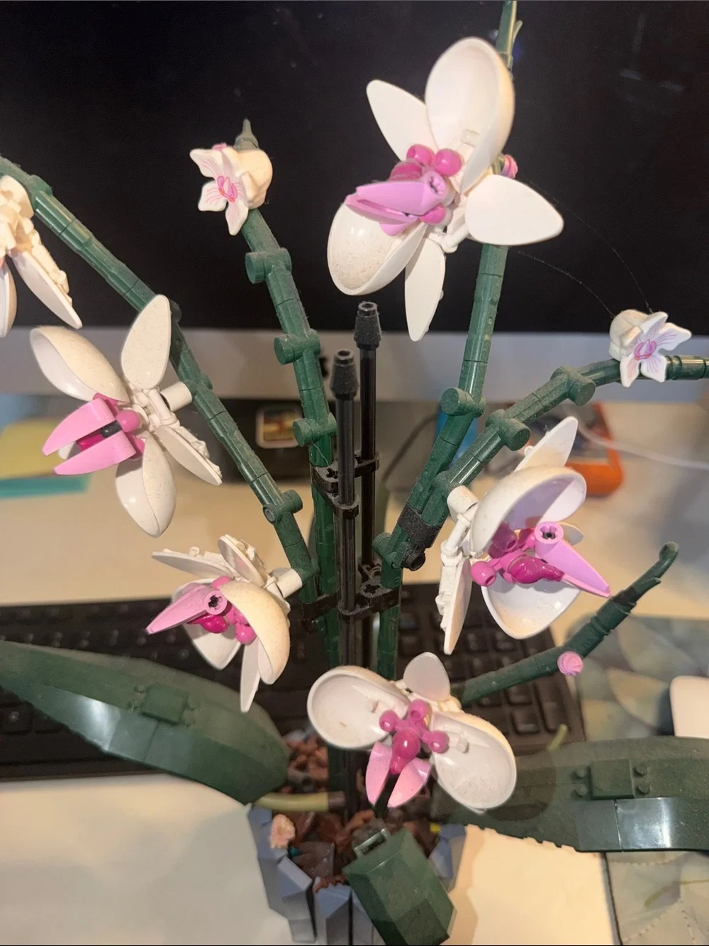 Lego Artificial Orchid Desk Plant - White & Pink